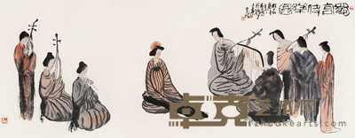 彭先诚 1990年作 蜀国侍乐图 横披 53×136.5cm